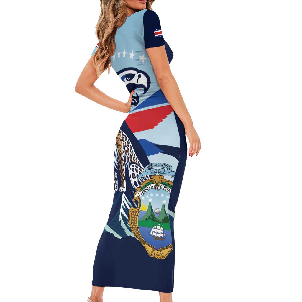 Costa Rica Jaguar Guaria Morada Family Matching Short Sleeve Bodycon Dress and Hawaiian Shirt