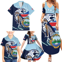 Costa Rica Jaguar Guaria Morada Family Matching Summer Maxi Dress and Hawaiian Shirt