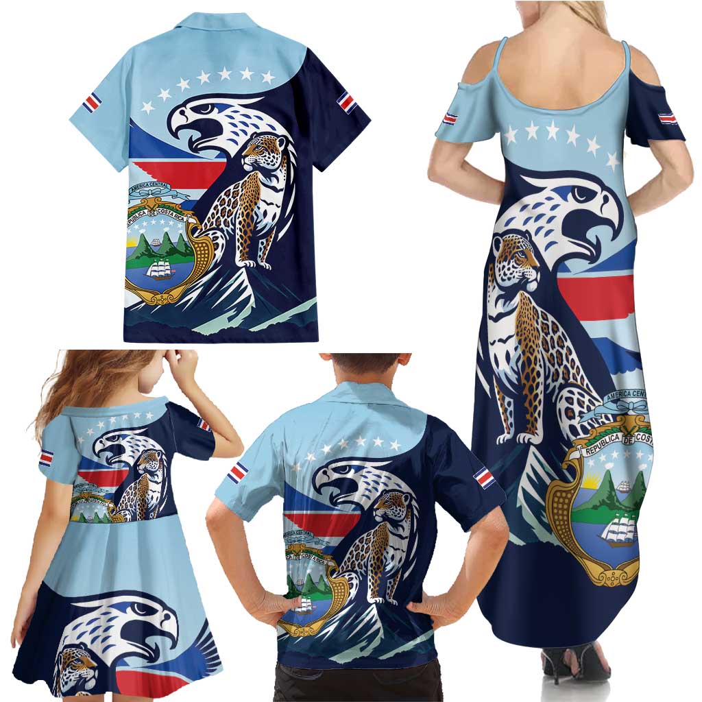 Costa Rica Jaguar Guaria Morada Family Matching Summer Maxi Dress and Hawaiian Shirt