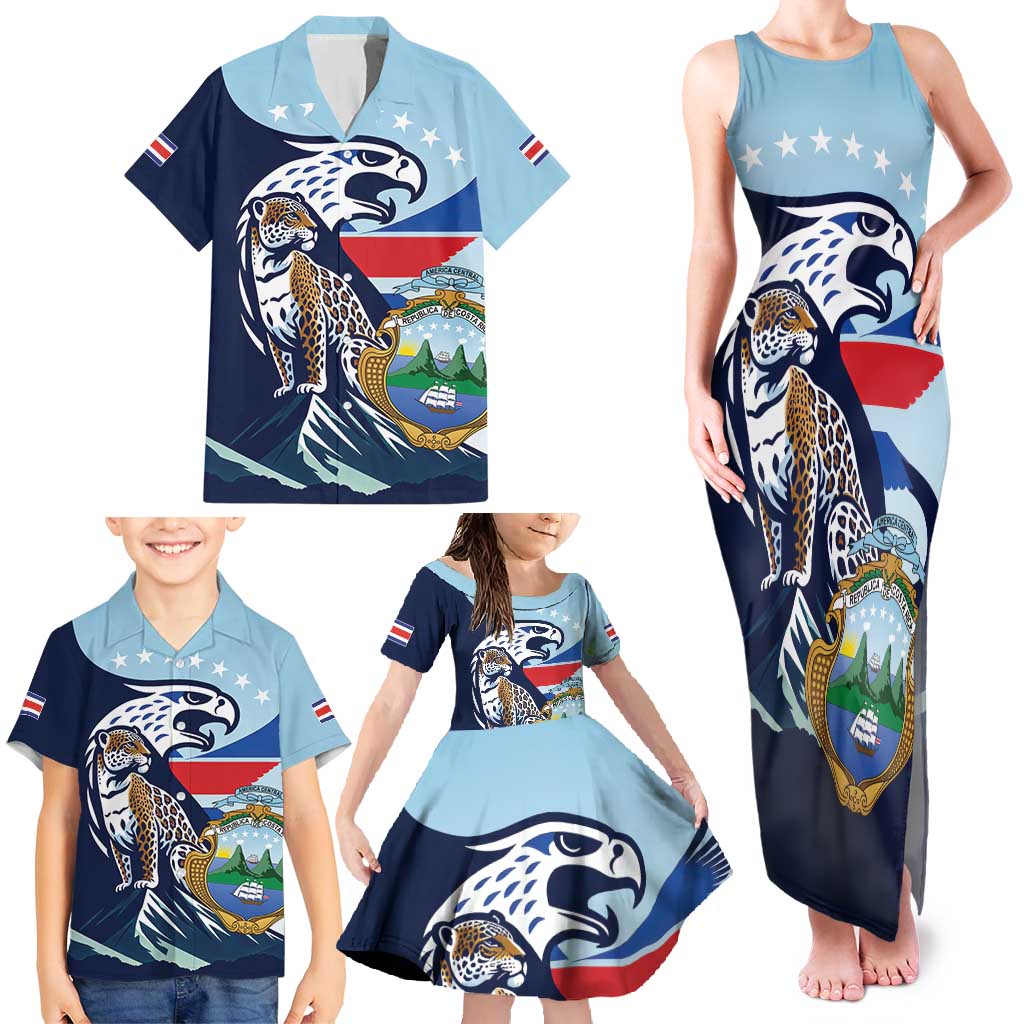 Costa Rica Jaguar Guaria Morada Family Matching Tank Maxi Dress and Hawaiian Shirt