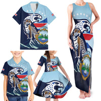 Costa Rica Jaguar Guaria Morada Family Matching Tank Maxi Dress and Hawaiian Shirt