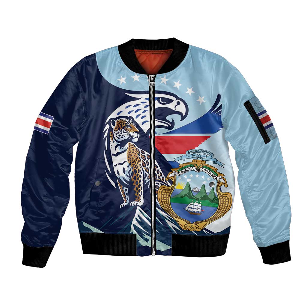 Costa Rica Jaguar Guaria Morada Sleeve Zip Bomber Jacket
