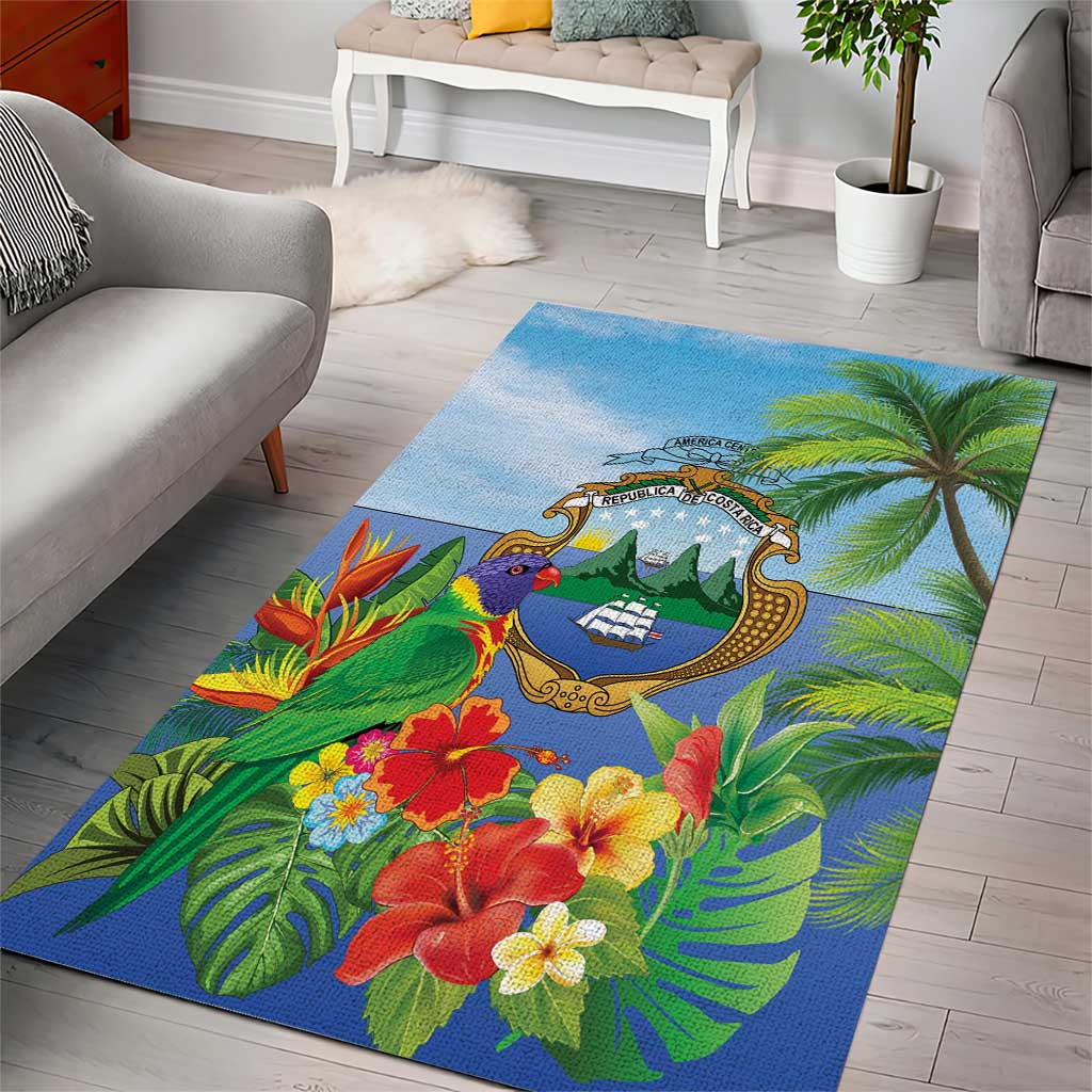 Costa Rica Parrot Tropical Flowers Area Rug