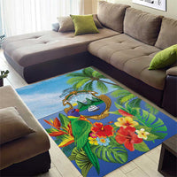Costa Rica Parrot Tropical Flowers Area Rug