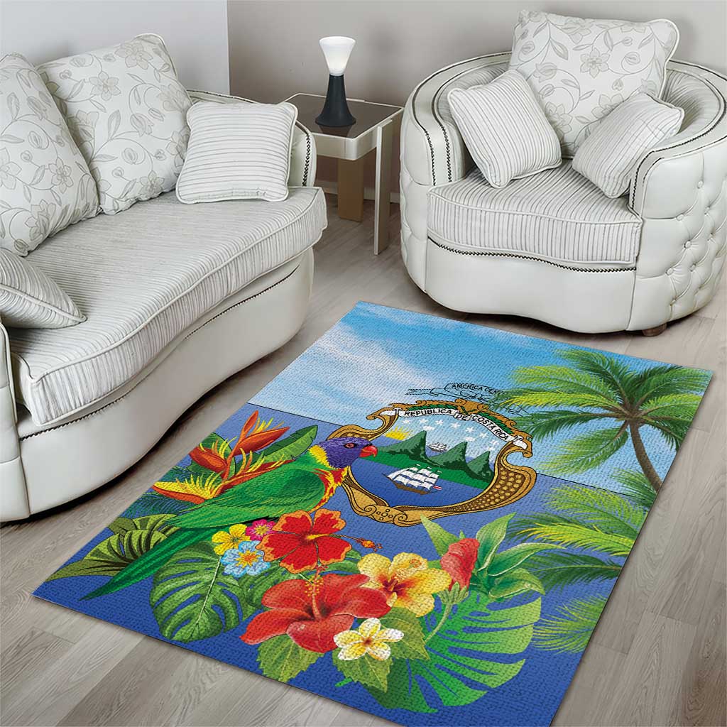 Costa Rica Parrot Tropical Flowers Area Rug