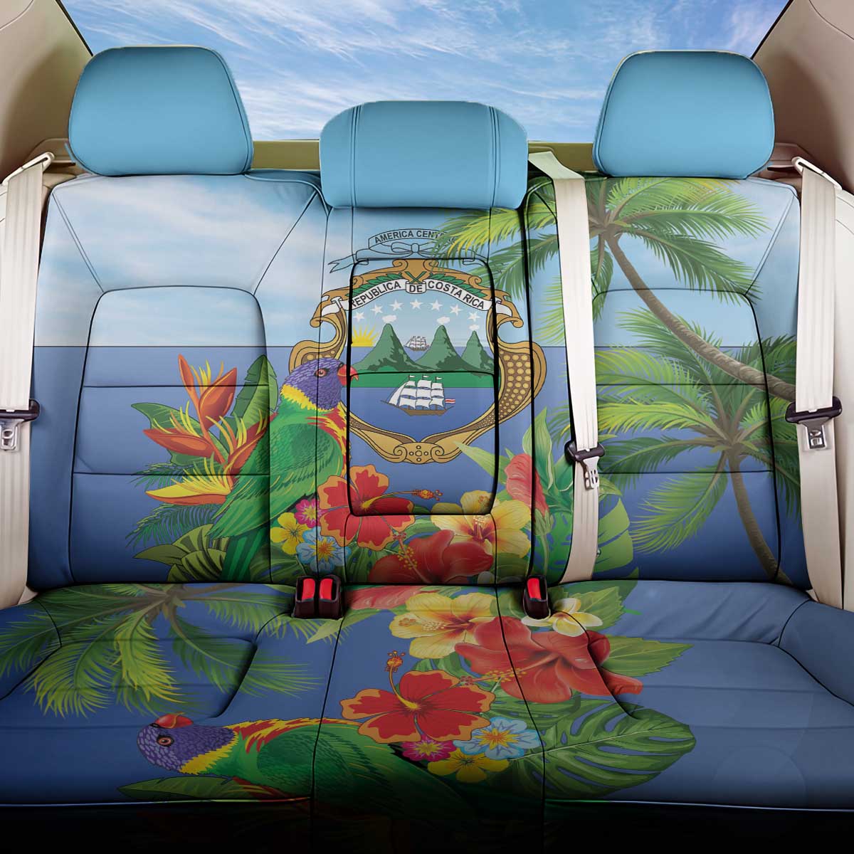 Costa Rica Parrot Tropical Flowers Back Car Seat Cover