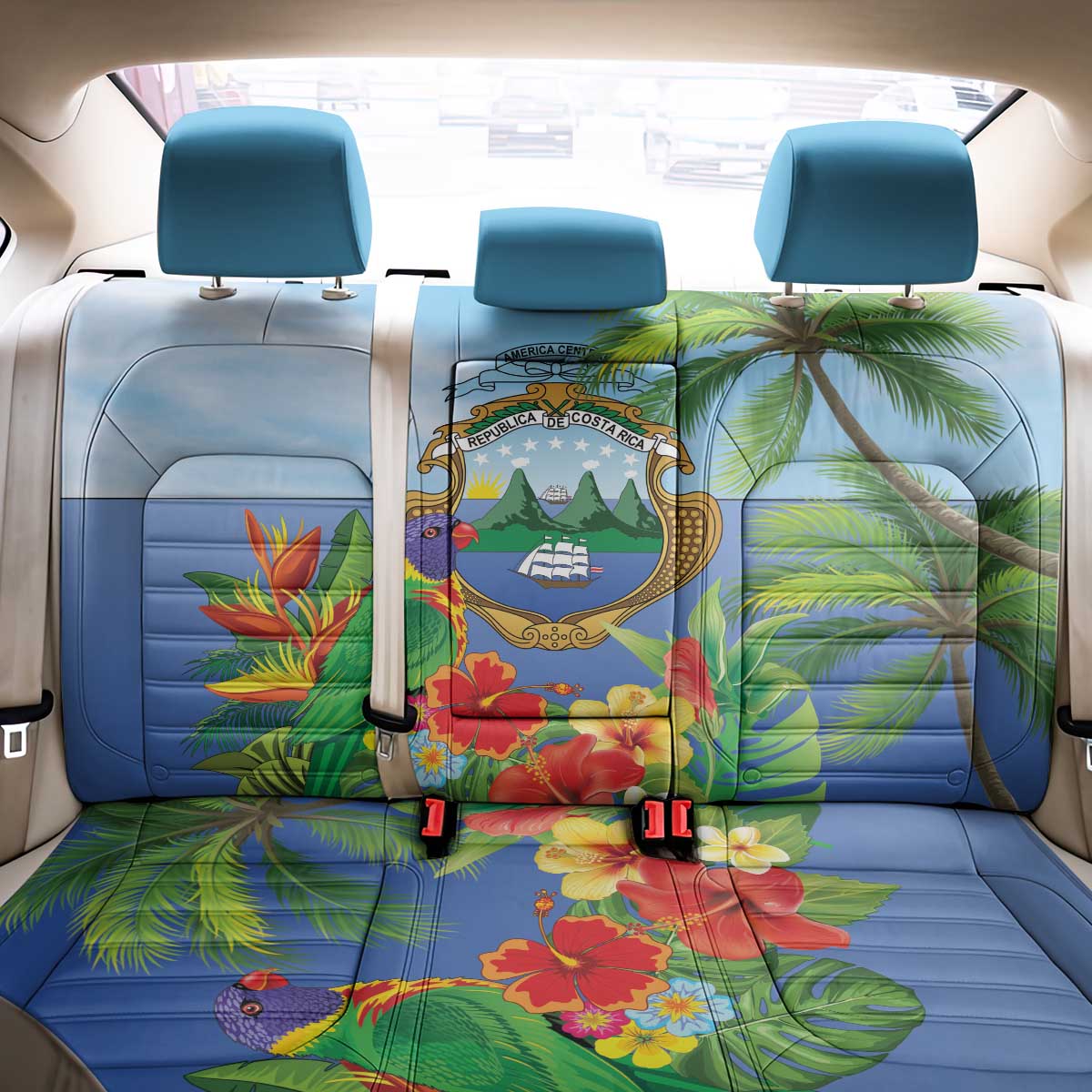 Costa Rica Parrot Tropical Flowers Back Car Seat Cover