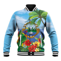 Costa Rica Parrot Tropical Flowers Baseball Jacket