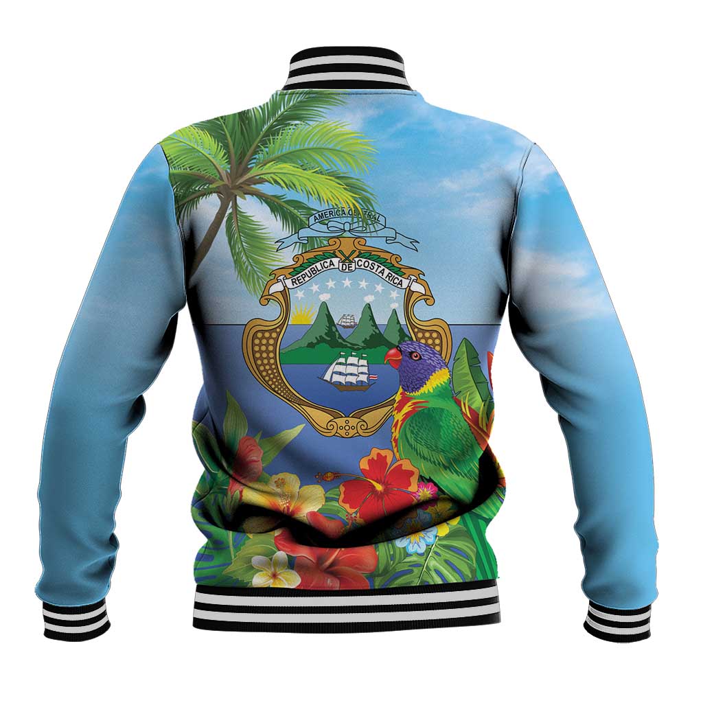 Costa Rica Parrot Tropical Flowers Baseball Jacket