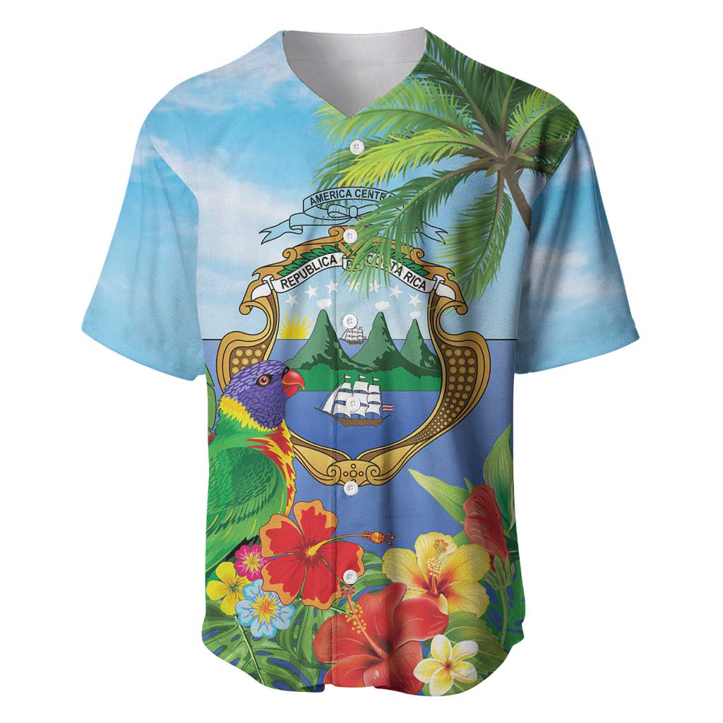 Costa Rica Parrot Tropical Flowers Baseball Jersey