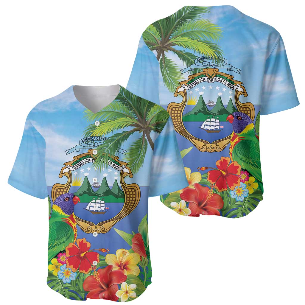 Costa Rica Parrot Tropical Flowers Baseball Jersey