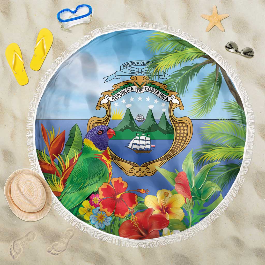 Costa Rica Parrot Tropical Flowers Beach Blanket