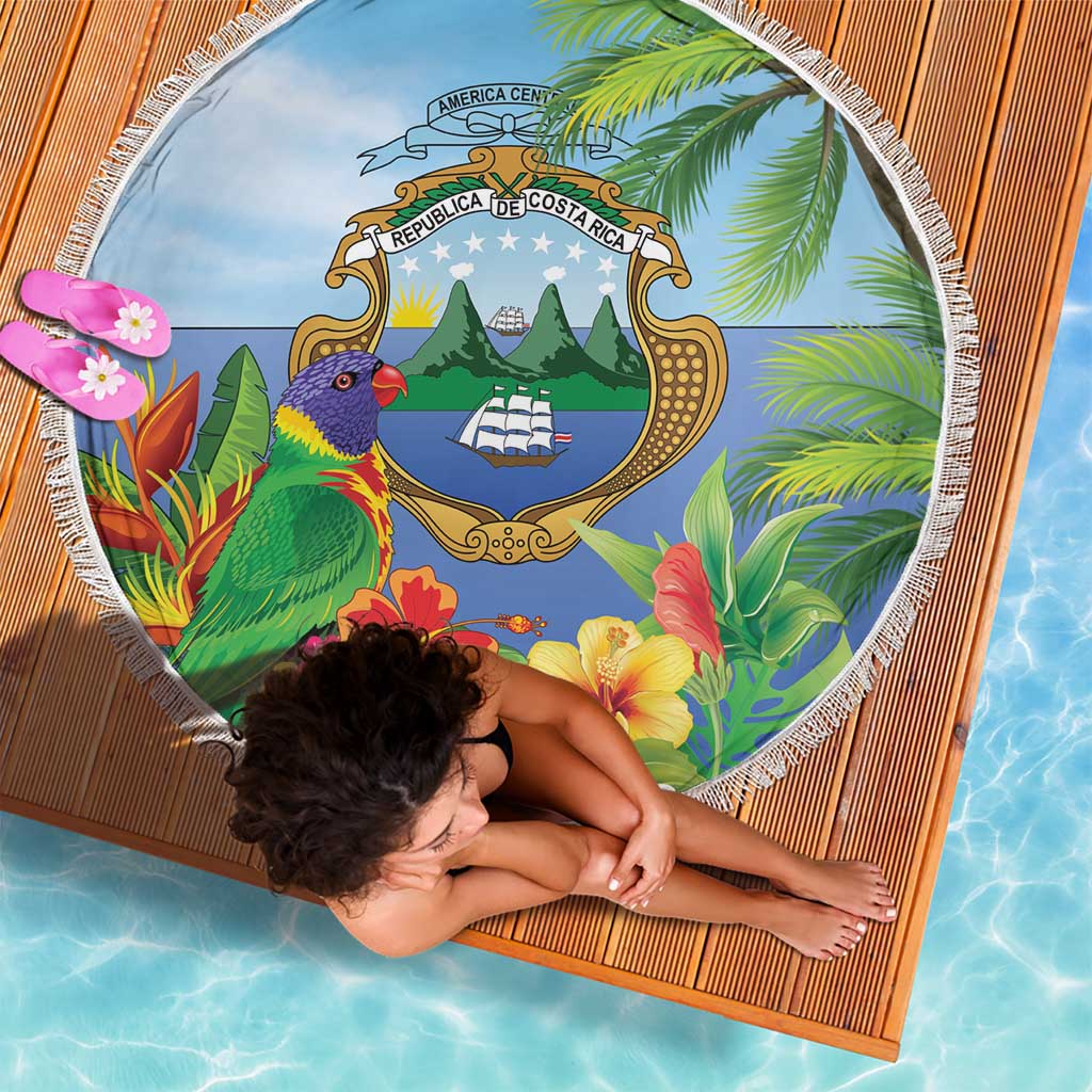 Costa Rica Parrot Tropical Flowers Beach Blanket