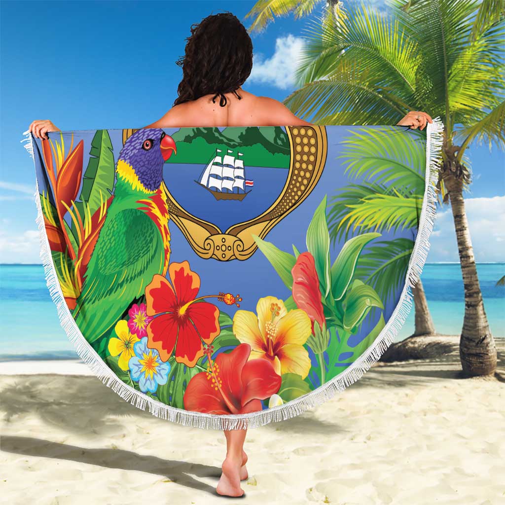 Costa Rica Parrot Tropical Flowers Beach Blanket