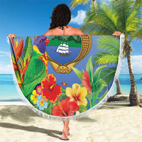 Costa Rica Parrot Tropical Flowers Beach Blanket