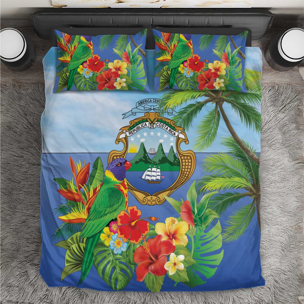 Costa Rica Parrot Tropical Flowers Bedding Set