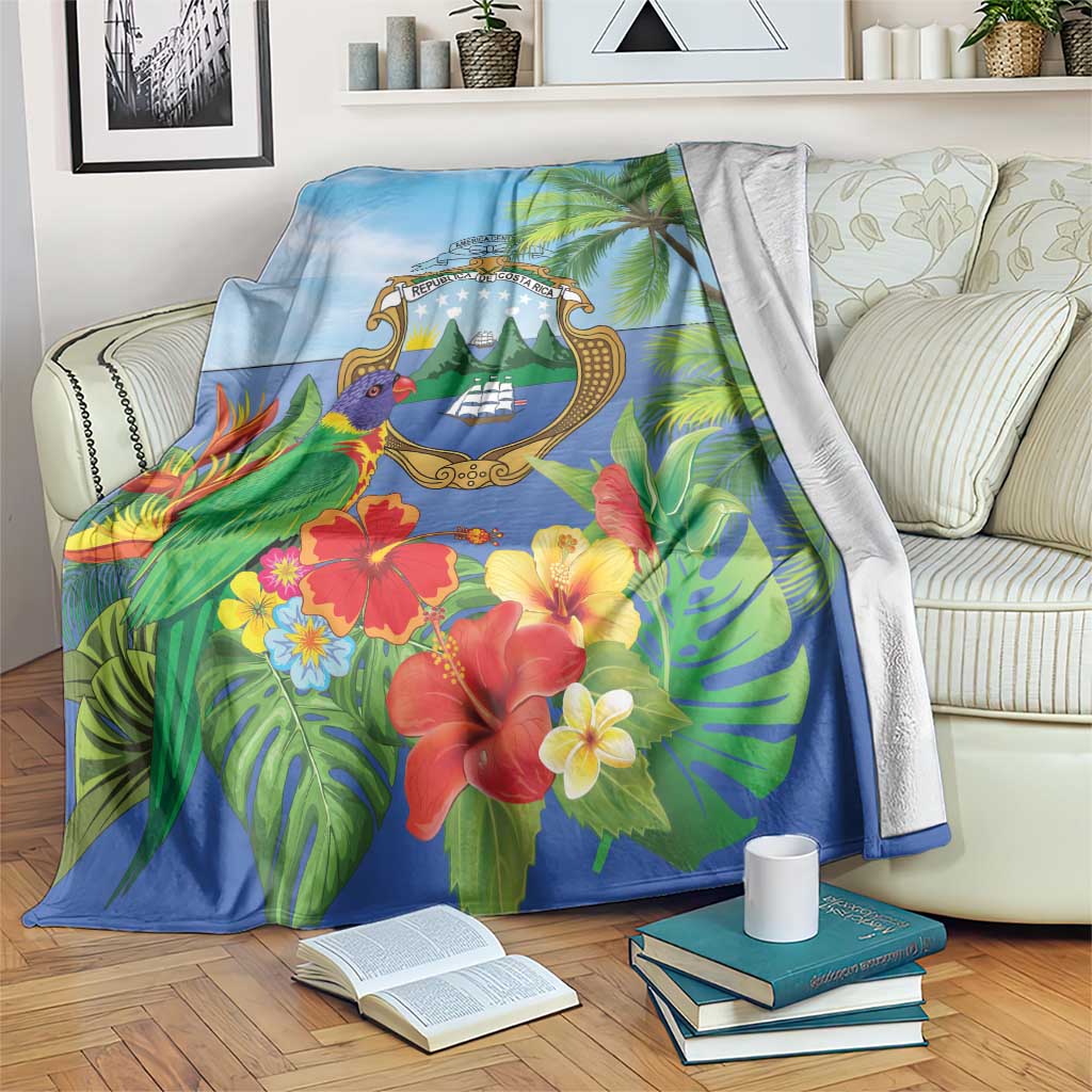 Costa Rica Parrot Tropical Flowers Blanket