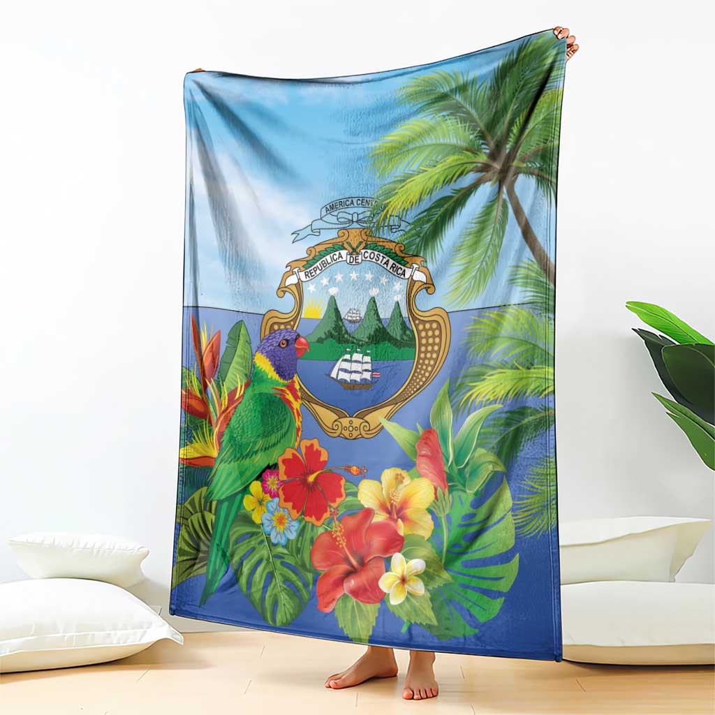 Costa Rica Parrot Tropical Flowers Blanket