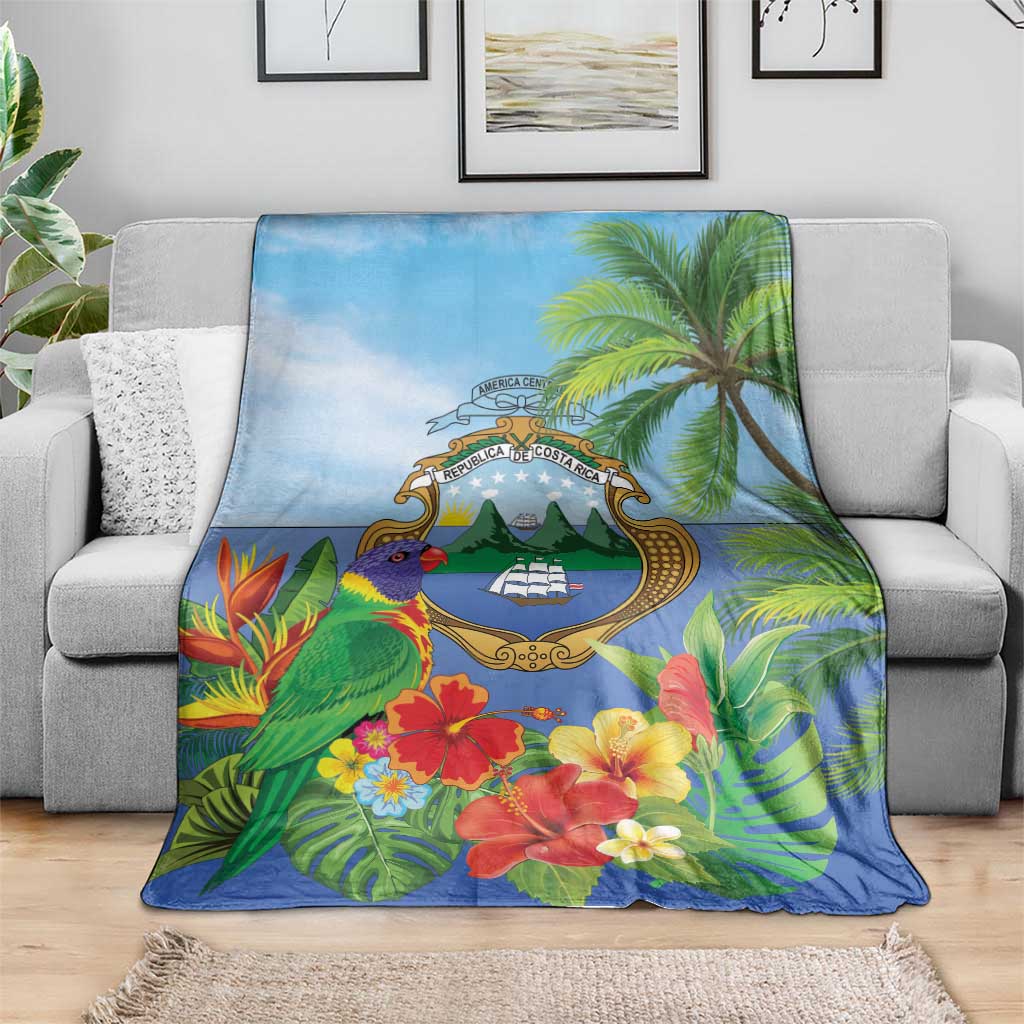 Costa Rica Parrot Tropical Flowers Blanket