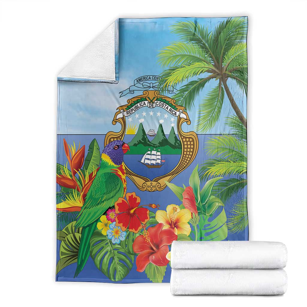 Costa Rica Parrot Tropical Flowers Blanket