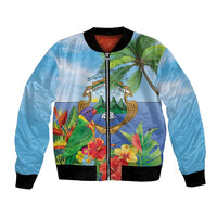 Costa Rica Parrot Tropical Flowers Bomber Jacket