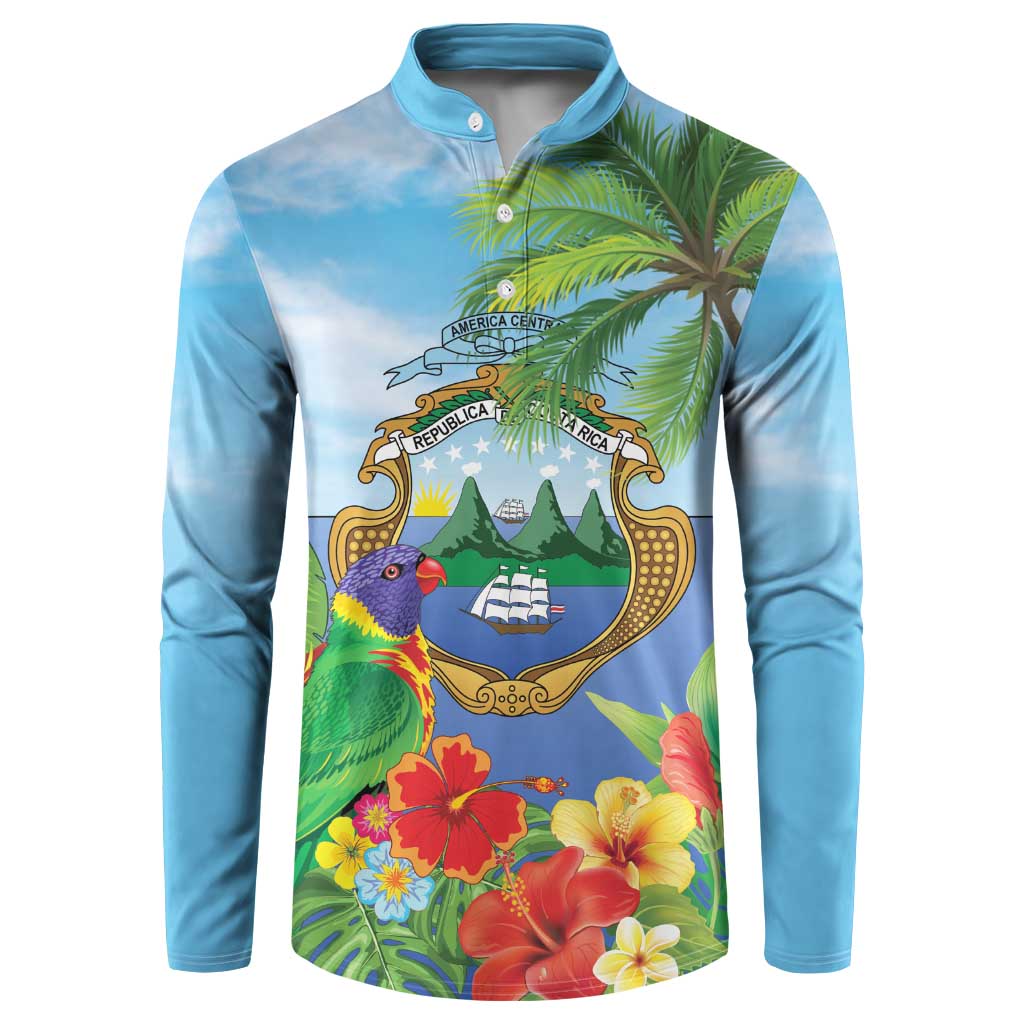 Costa Rica Parrot Tropical Flowers Button Sweatshirt