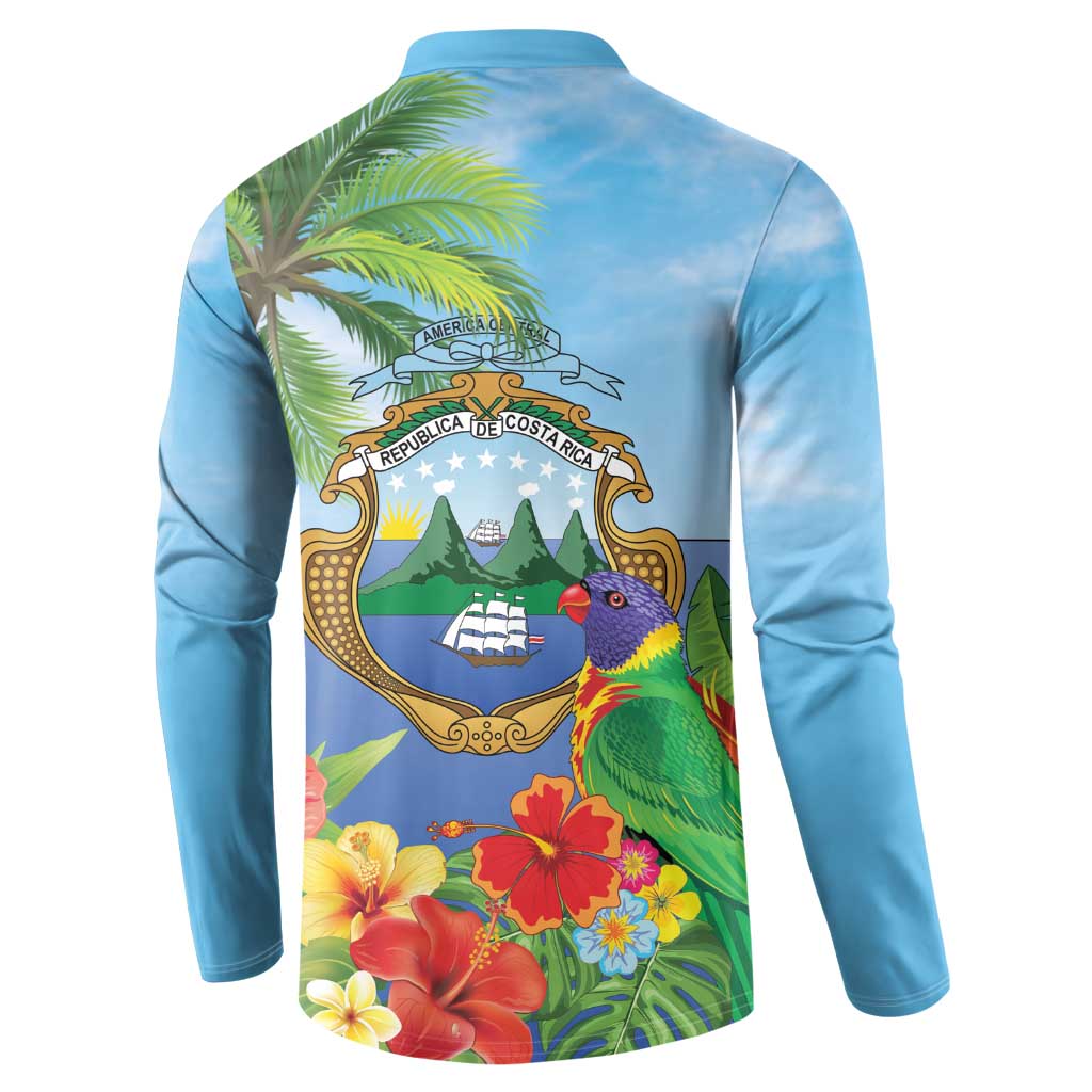 Costa Rica Parrot Tropical Flowers Button Sweatshirt