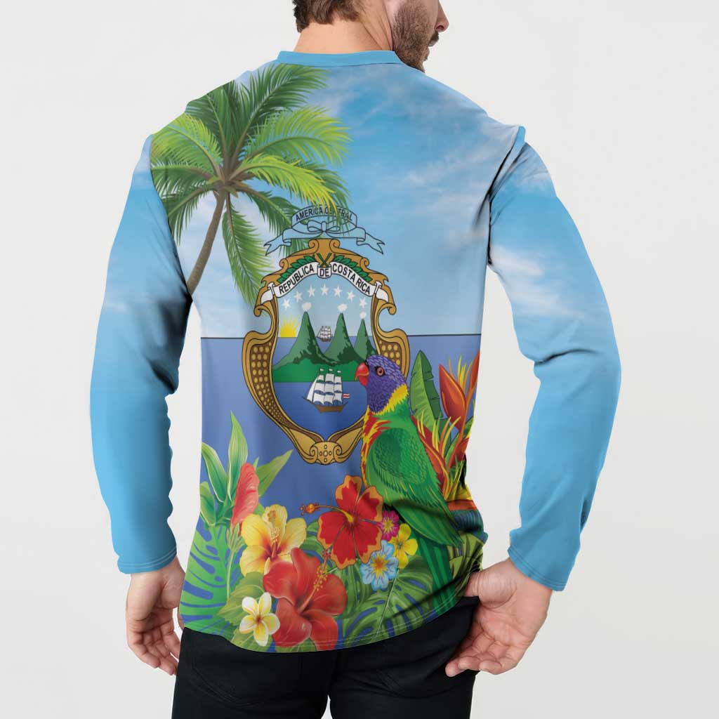 Costa Rica Parrot Tropical Flowers Button Sweatshirt