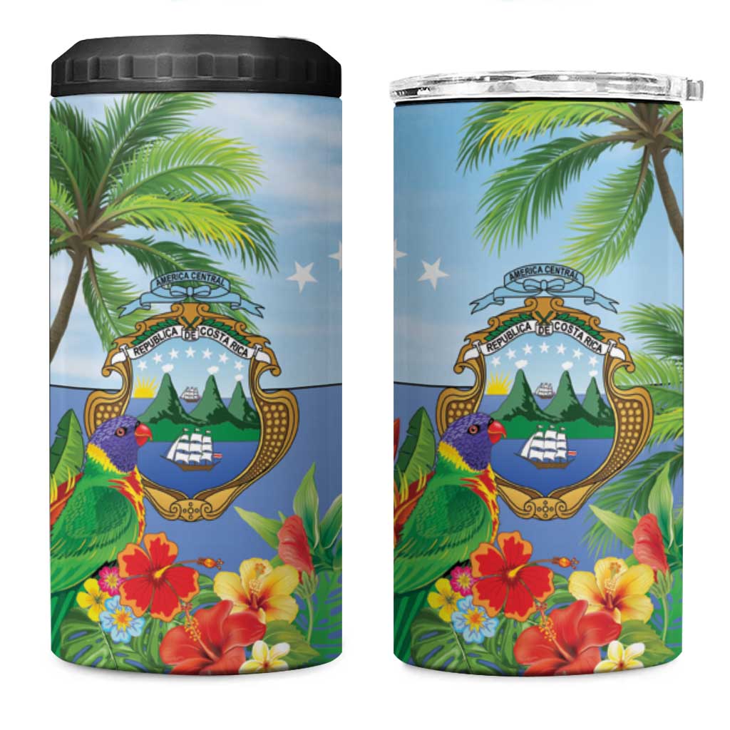 Costa Rica Parrot Tropical Flowers 4 in 1 Can Cooler Tumbler