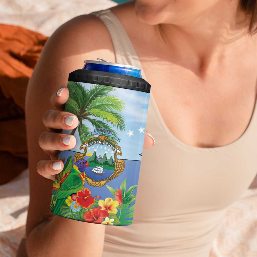 Costa Rica Parrot Tropical Flowers 4 in 1 Can Cooler Tumbler