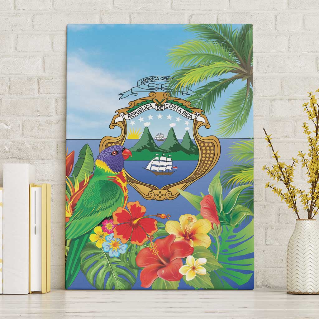 Costa Rica Parrot Tropical Flowers Canvas Wall Art