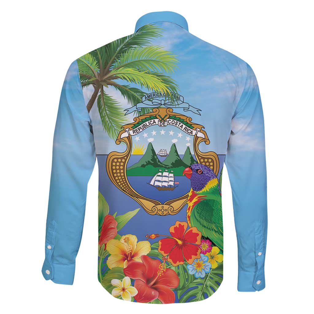 Costa Rica Parrot Tropical Flowers Family Matching Summer Maxi Dress and Hawaiian Shirt