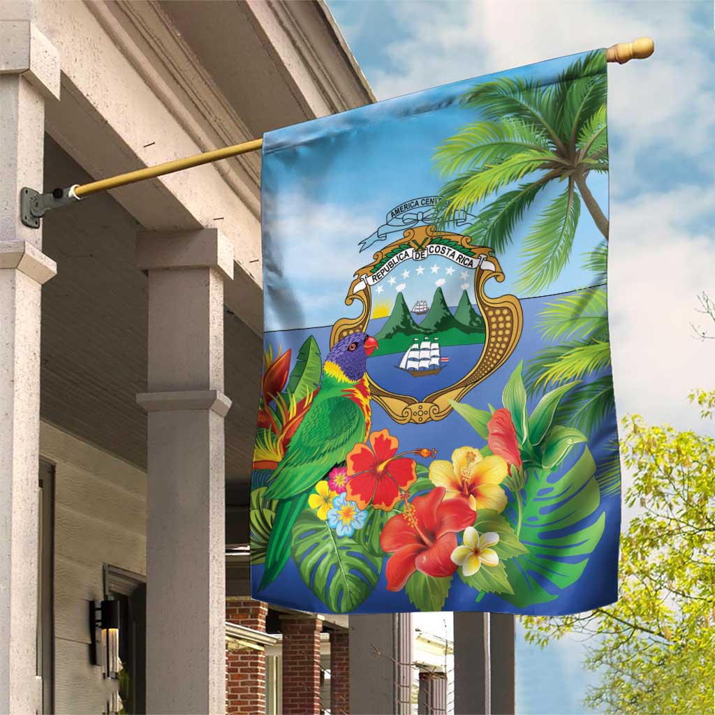 Costa Rica Parrot Tropical Flowers Garden Flag