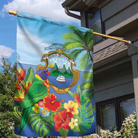 Costa Rica Parrot Tropical Flowers Garden Flag