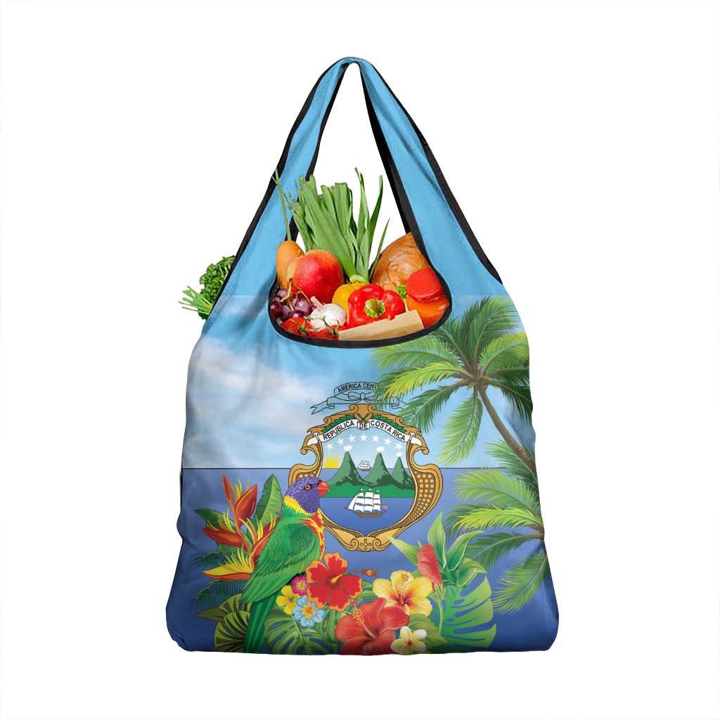 Costa Rica Parrot Tropical Flowers Grocery Bag