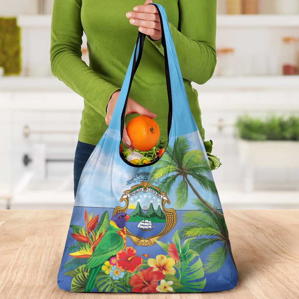 Costa Rica Parrot Tropical Flowers Grocery Bag