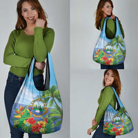 Costa Rica Parrot Tropical Flowers Grocery Bag