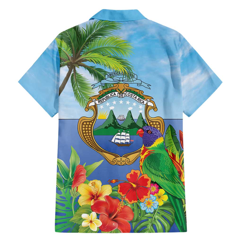 Costa Rica Parrot Tropical Flowers Hawaiian Shirt