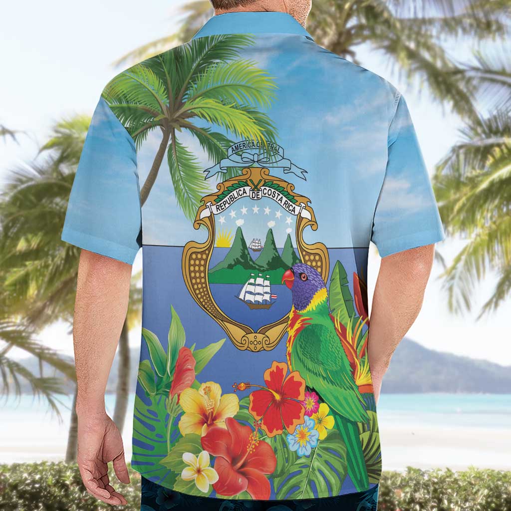 Costa Rica Parrot Tropical Flowers Hawaiian Shirt