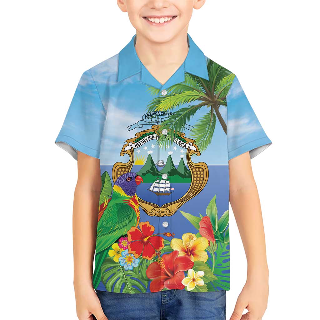 Costa Rica Parrot Tropical Flowers Hawaiian Shirt