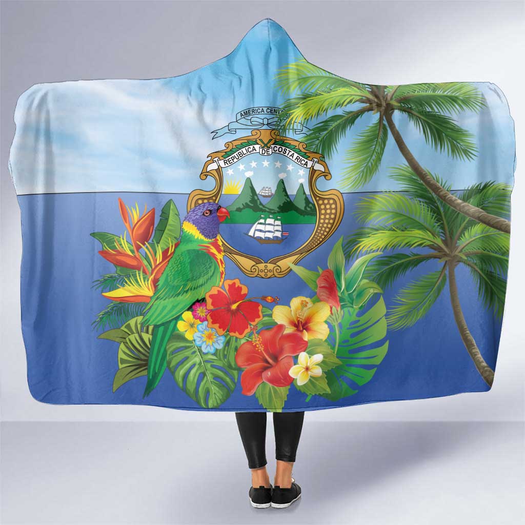 Costa Rica Parrot Tropical Flowers Hooded Blanket