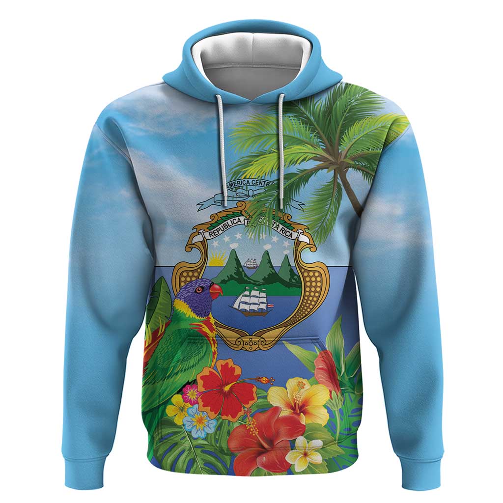 Costa Rica Parrot Tropical Flowers Hoodie