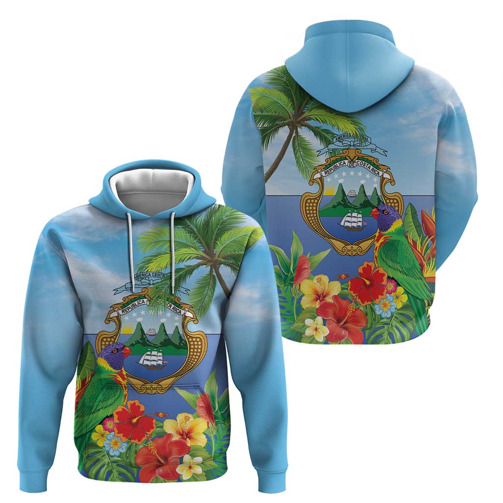 Costa Rica Parrot Tropical Flowers Hoodie