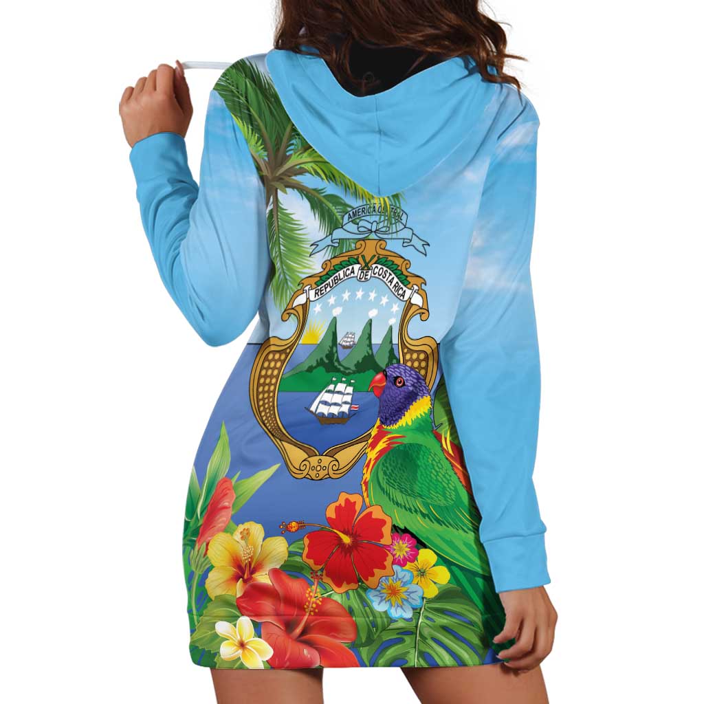 Costa Rica Parrot Tropical Flowers Hoodie Dress