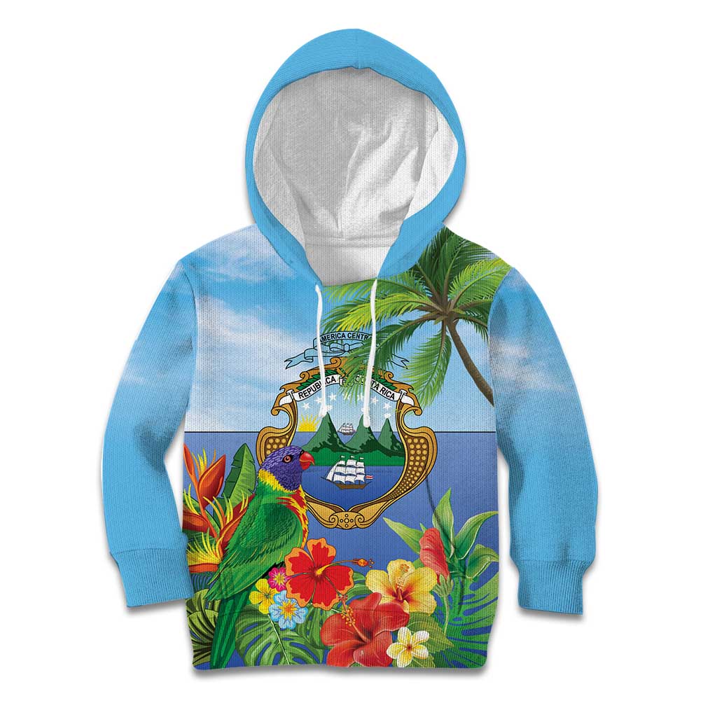 Costa Rica Parrot Tropical Flowers Kid Hoodie