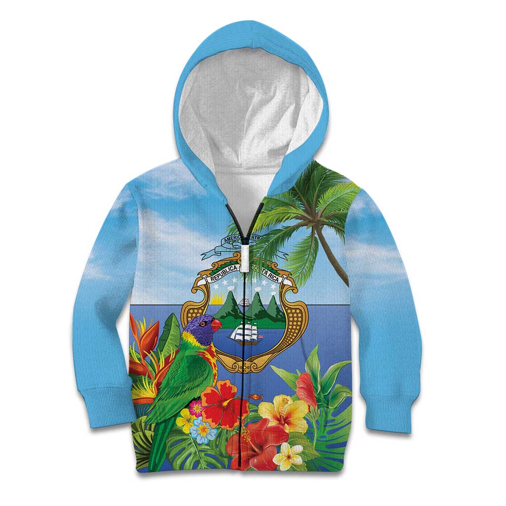 Costa Rica Parrot Tropical Flowers Kid Hoodie