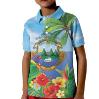 Costa Rica Parrot Tropical Flowers Kid Polo Shirt