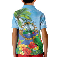 Costa Rica Parrot Tropical Flowers Kid Polo Shirt