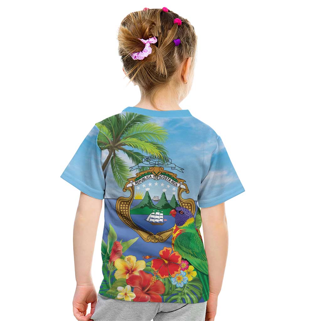 Costa Rica Parrot Tropical Flowers Kid T Shirt