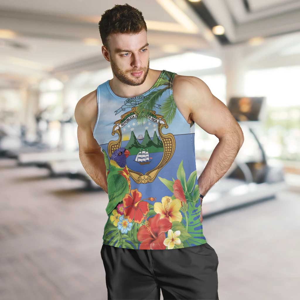 Costa Rica Parrot Tropical Flowers Men Tank Top